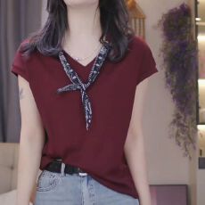 批发设计感时尚纯色短袖T恤<b class='q'>打底衫</b>2026夏季新款宽松百搭无袖减龄上衣