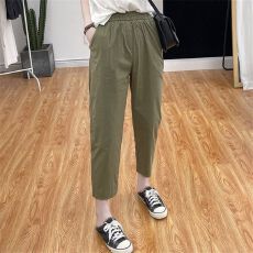 批发纯棉春夏薄款萝卜<b class='q'>哈伦裤</b>子<b class='q'>女</b>小个子宽松显瘦休闲直筒九分裤老爹裤