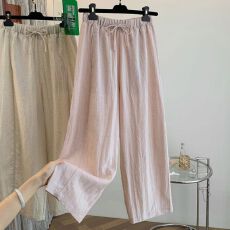 批发复古文艺亚麻高腰显瘦<b class='q'>九分</b>裤女夏宽松纯色百搭棉麻薄款休闲哈伦裤