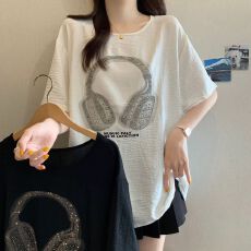 批发原版面料原版烫钻 2026夏季新款韩版宽松显瘦晕染烫钻时尚上衣女