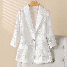 批发薄款<b class='q'>西装外套</b>2026夏季气质防晒洋气修身新款七分时尚西服高级外套