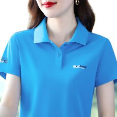 批发95棉5氨纶韩版时尚气质翻领短袖T恤2026新款洋气印花显瘦遮肉上衣