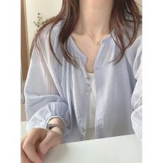 批发韩国爆款亚麻防晒衬衫外套女薄夏季天小开衫外搭宽松长袖短款上衣