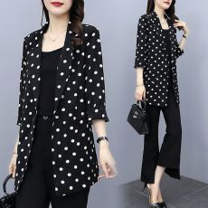 批发胖mm大码夏季2026新款小<b class='q'>西装</b>外套女<b class='q'>韩版</b>显瘦波点防晒衣中长款潮