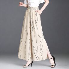 批发<b class='q'>夏季</b>薄款妈妈透气裙<b class='q'>裤</b>女高腰中年九分<b class='q'>裤</b>裙宽松胖mm大码垂感阔腿<b class='q'>裤</b>