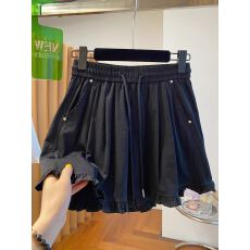 批发胖mm大码韩国黑色木耳边<b class='q'>休闲</b>短裤女夏2026新款松紧腰百搭阔腿<b class='q'>热裤</b>