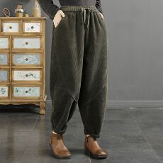 批发灯芯绒<b class='q'>哈伦</b>裤女秋冬2026新款宽松显瘦加绒加厚直筒休闲运动束脚裤