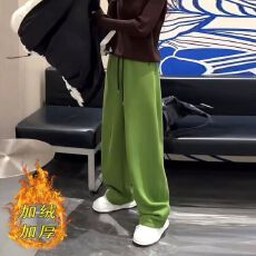 2026超火的加绒裤子运动裤女冬季新款大码胖mm宽松显瘦弯刀阔腿裤