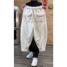 批发2026秋冬新款洋气百搭宽松显瘦松紧腰加绒休闲裤女时尚纯色<b class='q'>哈伦裤</b>