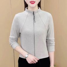 批发2026气质<b class='q'>妈妈装</b>打底衫冬季百搭拉链开衫长袖减龄时尚洋气小衫女潮