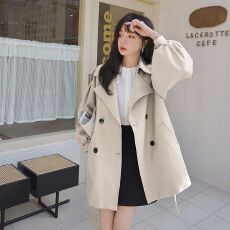 批发有内里 咖色风衣外套女宽松2026秋装<b class='q'>新款</b>大码韩版小个子灯笼大衣