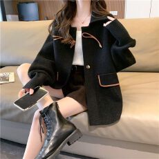 批发秋季小香风毛呢外套女春秋款2026<b class='q'>新款</b>爆款洋气宽松针织上衣开衫