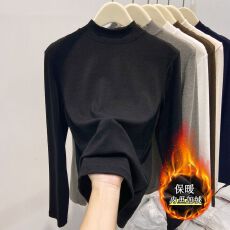 批发白色半高领长袖打底衫女士<b class='q'>秋</b>冬季澳绒高级感修身显瘦内搭针织上衣