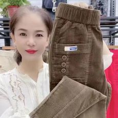批发加绒不加绒2026秋冬新款灯芯绒<b class='q'>哈伦裤</b>女高腰显瘦<b class='q'>小脚</b>休闲直筒长裤