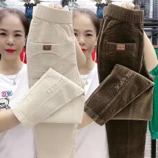 批发加绒不加绒2026秋冬新款灯芯绒<b class='q'>哈伦裤</b>女高腰显瘦<b class='q'>小脚</b>休闲直筒长裤
