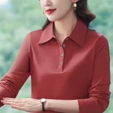 批发精梳棉95棉氨纶5 秋新款中年<b class='q'>妈妈装</b>百搭时尚POLO衫遮肉显瘦上衣