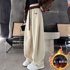 批发2026秋冬<b class='q'>新款</b>刺绣小标运动卫<b class='q'>裤</b>女冬季加绒加厚高腰宽松休闲阔腿<b class='q'>裤</b>