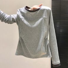 批发韩系气质修身正肩长袖t恤女装秋<b class='q'>大码</b>胖MM显瘦内搭打底衫百搭上衣