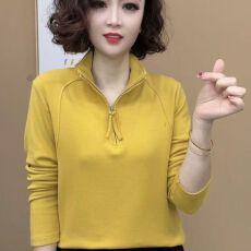 批发洋气纯色半拉链卫衣女款秋冬新款<b class='q'>妈妈装</b>时尚休闲减龄德绒打底上衣