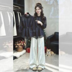 批发2026秋季法式漂亮衣服设计感休闲波点收腰<b class='q'>衬衫</b>通勤气质百搭上衣