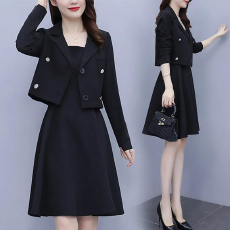 批发套装女<b class='q'>大码</b>小西装吊带两件套装裙春秋新款胖妹妹气质显瘦<b class='q'>连衣裙</b>