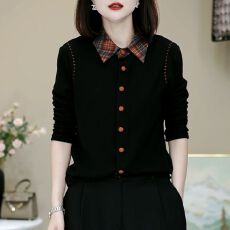 批发2026秋冬长袖女德绒保暖上衣洋气百搭POLO衫宽松撞色减龄气质T恤
