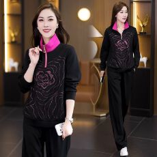 批发大码女装洋气重工烫钻套装女2026新款<b class='q'>休闲</b>韩版时尚显瘦女装两件套