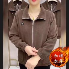 批发<b class='q'>妈妈</b><b class='q'>外套</b>女2026秋冬新款灯芯绒长袖大码加绒上衣宽松休闲纯色开衫