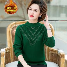 批发妈妈秋冬装加绒T恤加厚打底衫百搭保暖一体绒宽松洋气<b class='q'>上衣</b>女大码
