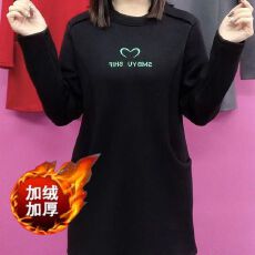 批发加绒加厚纯色卫衣女2026秋冬新款时尚刺绣中长款保暖中年<b class='q'>妈妈</b>上衣