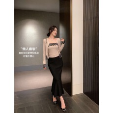 批发羊绒蕾丝拼接针织开衫配吊带两件套女早秋韩系套装<b class='q'>薄款</b>长袖上衣