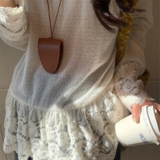 批发原版针织面料 柔美<b class='q'>蕾丝</b><b class='q'>钩花</b>长袖内搭打底衫T恤<b class='q'>上衣</b>