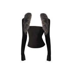 批发随心裁<b class='q'>莫代尔</b>260克1*1 美式辣妹风长袖抹胸上衣两件套