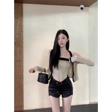 批发随心裁<b class='q'>莫代尔</b>260克1*1长袖<b class='q'>开衫</b>外套女背心高级感套装