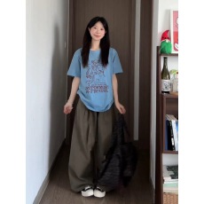批发竹节棉印花+防伪扣吊牌，短袖上衣M-2XL