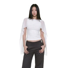 批发260克人棉薄纱披肩<b class='q'>背心</b>女2026夏季款韩系收腰辣妹斗篷一字肩上衣