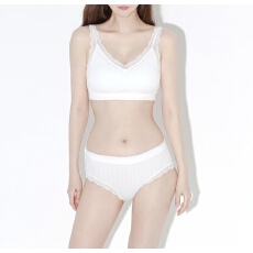 批发2026新款无钢圈荷叶边交叉美背<b class='q'>文胸</b>套装 <b class='q'>性感</b>V领蕾丝美背内衣套装