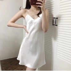 批发韩系高级缎面吊带连衣女睡裙夏季薄款中长内搭外穿纯色背心裙上衣