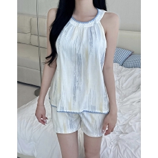韩系2026夏季新款风吊带睡衣女甜美简约条纹挂脖可外穿家居服套装