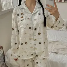 批发韩系chic2026新款云朵棉<b class='q'>睡衣</b>女春秋季长袖长裤可外穿家居服套装