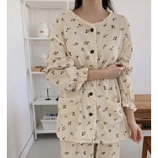批发韩系chic睡衣女春秋甜美蕾丝简约<b class='q'>碎花</b>网红长袖长<b class='q'>裤</b>家居服套装