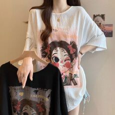 批发官图 【原版面料】夏季新款休闲百搭卡通印花圆领上衣