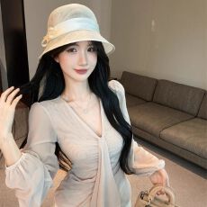 批发已出货 网布粉色雪纺<b class='q'>衬衫</b>女秋季性感v领上衣打底衫内搭巨好看小衫