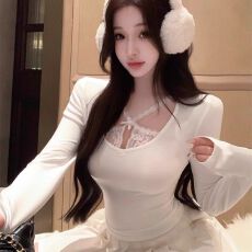 批发已出货 随心裁秋季纯欲性感辣妹修身t恤女长袖<b class='q'>蕾丝</b>花边<b class='q'>打底衫</b>上衣