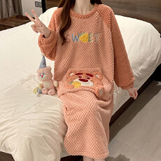 批发珊瑚绒睡裙女<b class='q'>春</b>秋冬季加厚加绒甜美可爱法兰绒家居服公主风睡衣裙