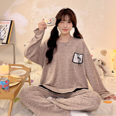 批发春季睡衣女羊绒<b class='q'>长袖</b>2026新款<b class='q'>家居服</b>可爱外穿甜美秋冬保暖两件套装