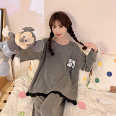 批发春季睡衣女羊绒<b class='q'>长袖</b>2026新款<b class='q'>家居服</b>可爱外穿甜美秋冬保暖两件套装