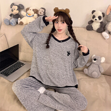 批发春季睡衣女羊绒<b class='q'>长袖</b>2026新款<b class='q'>家居服</b>可爱外穿甜美秋冬保暖两件套装