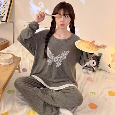 批发春季睡衣女羊绒<b class='q'>长袖</b>2026新款<b class='q'>家居服</b>可爱外穿甜美秋冬保暖两件套装