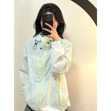 批发夏季撞色超好看防晒衣女小个子宽松休闲连帽薄款透气防晒皮肤衣潮